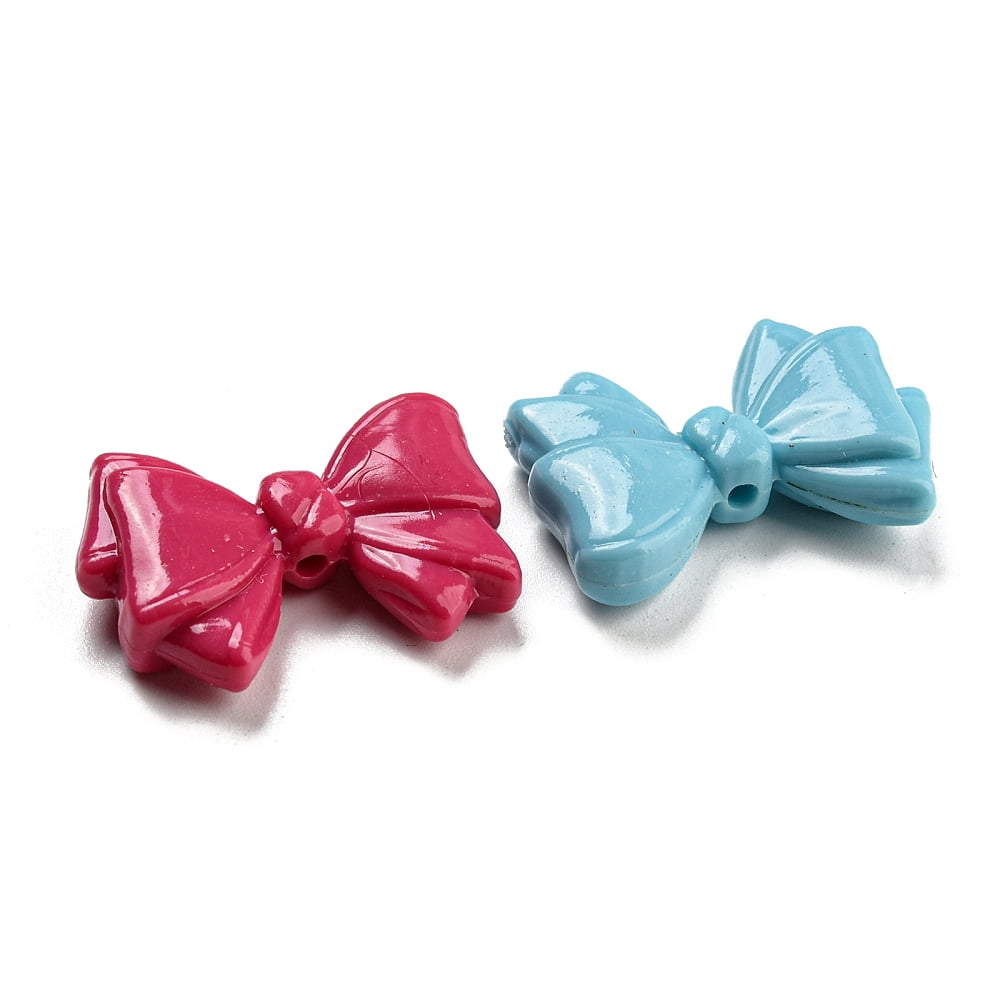 Baking Paint Opaque Acrylic Beads Bowknot Mixed color 21x29~29.5x6.5mm Hole: 2mm 500gs