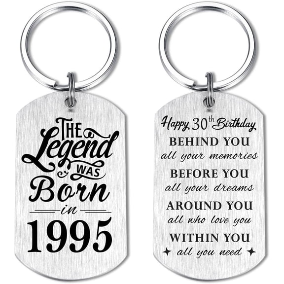 30th Birthday Gifts for Him Men 1995, Happy 30th Birthday Keychain, 30 Year Old Bday Gifts for Her Women, The Legend was Born in 1995