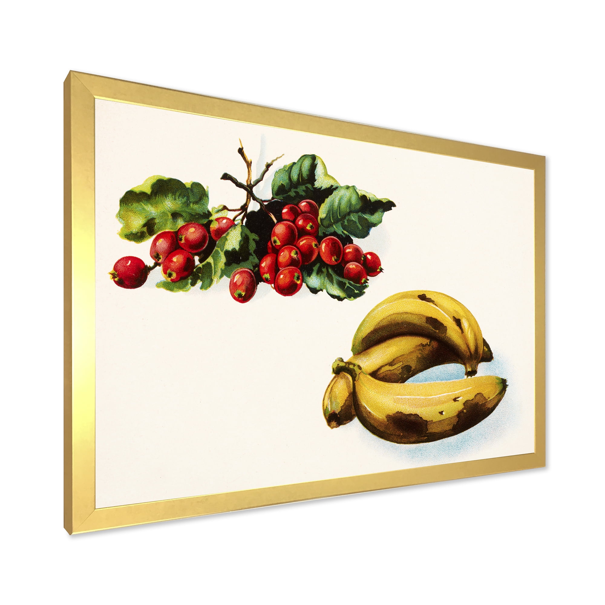 Designart 'Red Berries and Banana' Farmhouse Framed Art Print