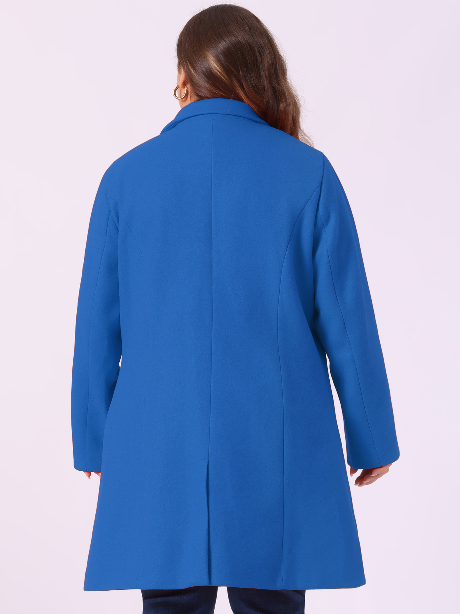 DARING DIVA Women's Plus Size Notched Lapel Single Breasted Trench Coat 4X Royal Blue