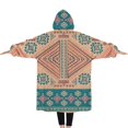 thumbnail image 2 of Oversized Wearable Blanket Hoodie,Multicolor Geometric Boho Pattern Sherpa Blanket Hoodie with Super Pockets,Super Warm Fuzzy Pullover for Women & Men, 2 of 6