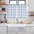 thumbnail image 2 of Light Blue Plaid Kitchen Curtains Window Panels, Modern Minimalist Country Insulated Window Treatment Curtain, Grommet Curtains for Bedroom/Living Room/Bathroom, 2 Piece 52"Wx45"L, 2 of 8