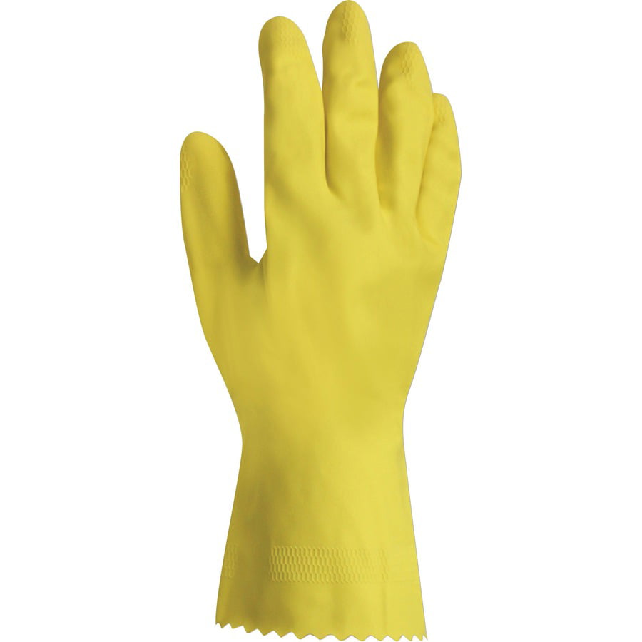 24 Yellow Rubber Work Gloves Flock Lined Super Value for Money Size: Large 