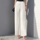 thumbnail image 2 of Pantalones acampanados de gasa de cintura alta para mujer: parte trasera elástica, cremallera lateral, tejido fluido, para bodas y cócteles, 2 of 8
