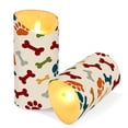 thumbnail image 3 of Paw Prints Bones Pattern Flameless Candles 2 PCS with Remote Realistic Moving Flame LED Tapered Pillar Set for Home Decor, 3 of 7