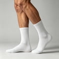 thumbnail image 2 of OOOUM Unisex White Black Athletic Socks Ribbed Breathable Stretch Crew Socks Moisture Wicking Mid Calf Socks White, 2 of 4
