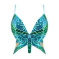 thumbnail image 2 of ZHOUCHANKIDS Womens Glitter Sequin Butterfly Crop Top Low-Cut Tank Top Rave Tube Vest Top for Belly Dance Outfits Sky Blue Multicolor One Size, 2 of 7
