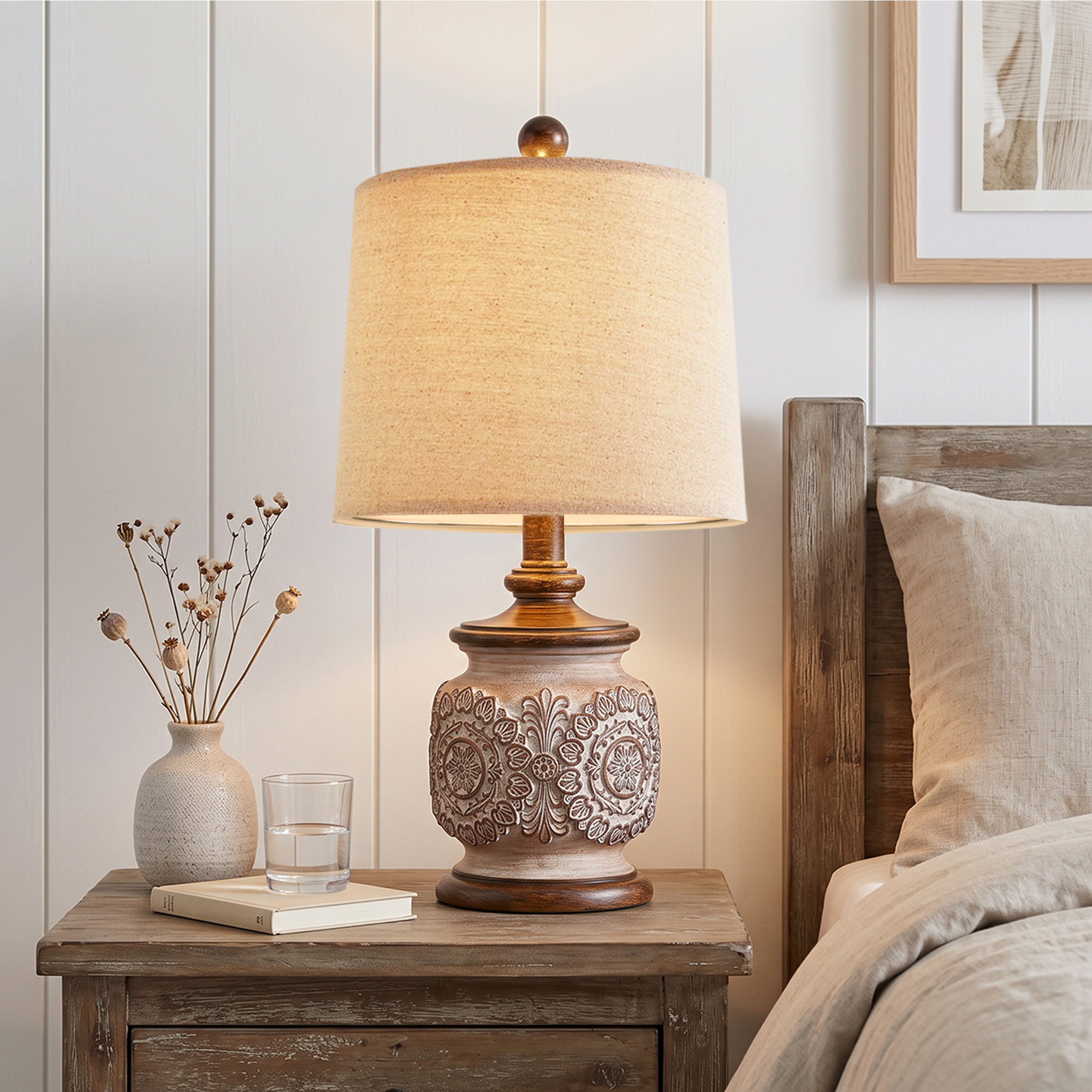 Oneach Vintage Floral Table Lamps Set of 2, 18.75" Farmhouse photo 6