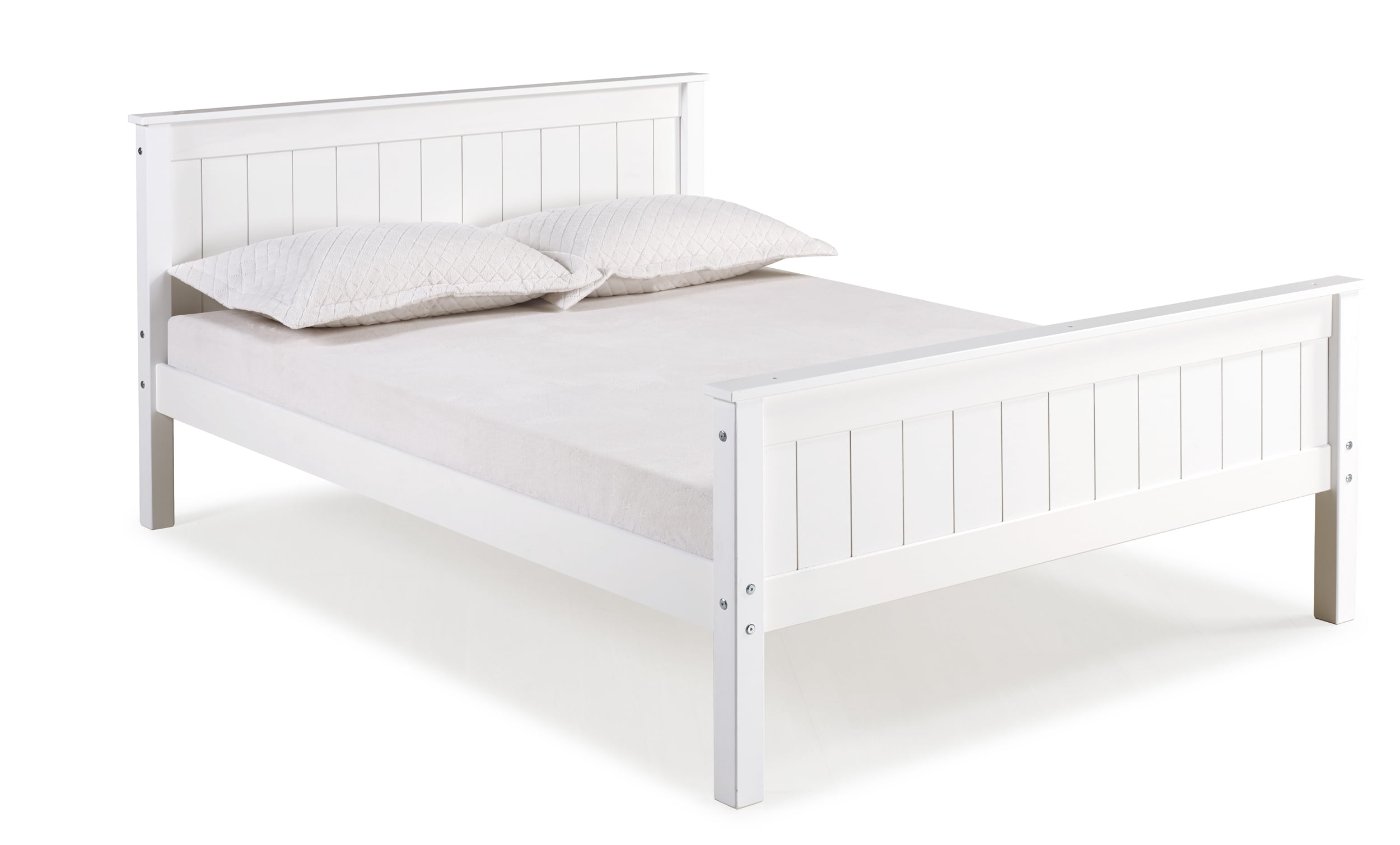 Alaterre Harmony Full Bed, Brazilian Pine, Headboard, Footboard, Side Rails, Slats,   for Youth Bedroom or Guest Room, White