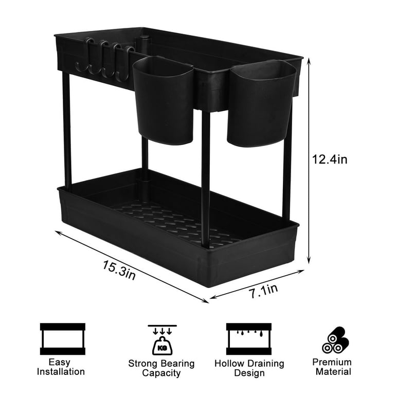 Coolmade 2-Tier Under Sink Organizers and Storage, Easy Access Double  Sliding Cabinet Organizer Drawer, Under Sink Organizer with Pull Out  Drawers
