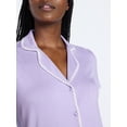thumbnail image 4 of Joyspun Women’s Notch Top and Boxer Shorts Pajama Set with Blanket Stitching, 2-Piece, Sizes XS-3X, 4 of 5