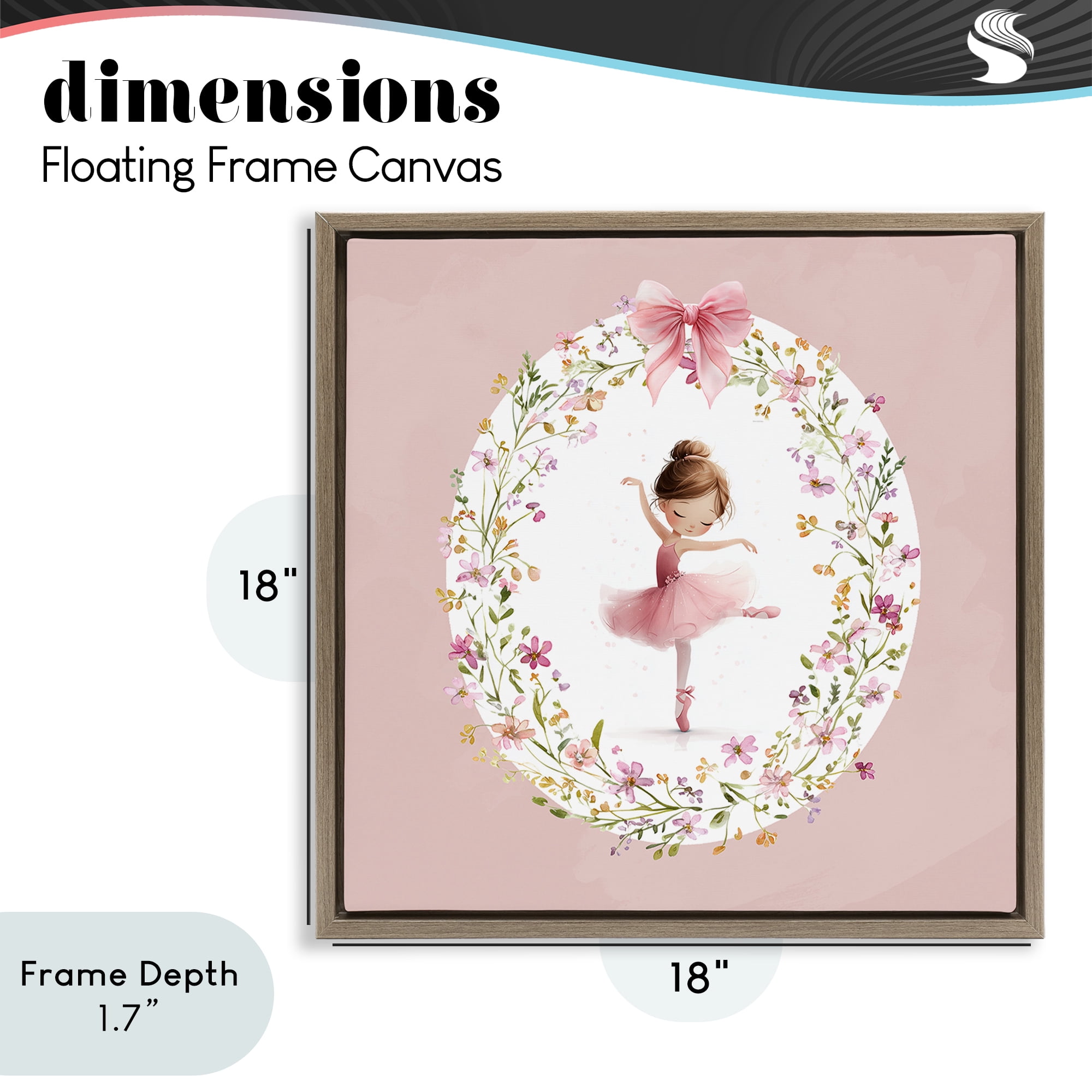 Stupell Industries Ballet Dancing Princess Brown Framed Floater Canvas Wall Art, design by Christine Simpson Art