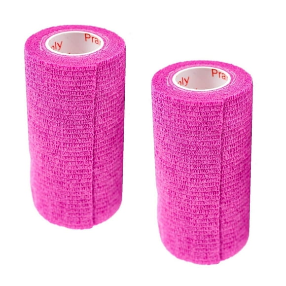Vet Wrap Rap Tape (Fuchsia) (2 Pack) (3 Inch x 15 feet) Self Adhesive Adherent Adhering Cohesive Flex Self Stick Bandage Grip Roll Dog Cat Pet Horse