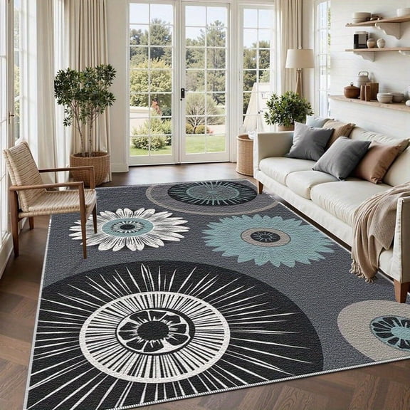 5.3'x7.5' washable carpet non-slip carpet runners living room area rug modern abstract area rug rust area rug