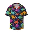 thumbnail image 3 of Goofa Colorful Dinosaur Printed Men's Casual Short-sleeved Shirt,Lightweight Breathable Button-down,Summer Casual men's top,Versatile Fashion shirt-Medium, 3 of 7