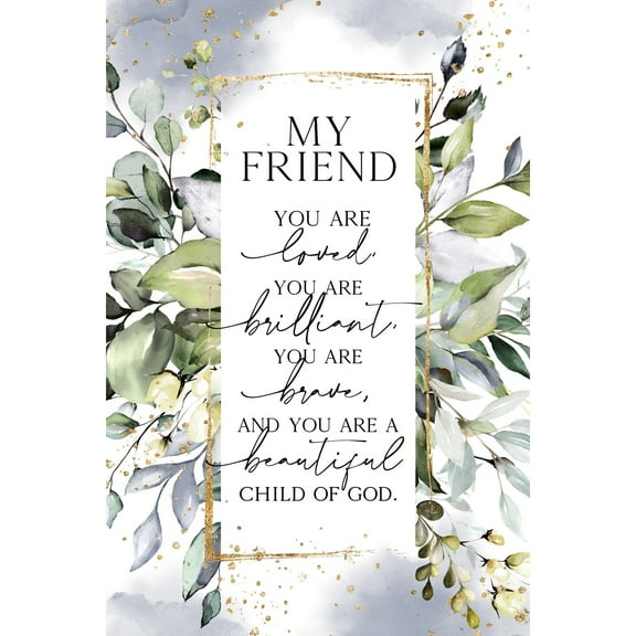 Dexsa My Friend Wood Plaque with Inspiring Quote 6 inch x 9 inch - Easel and Hanging Hook