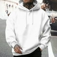 thumbnail image 2 of LUOGENLI Men Hoodies Blanket Male Fashion Casual Letter Part Print Hooded Pullover Long Sleeve Drawstring Hooded Sweater Tops Mens Hoodies Zip up White Size L, 2 of 8