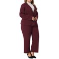 thumbnail image 4 of Plus Size Suit Two Piece Outfits for Women Business Office Blazer Jacket and Pants Suit Set 1X Burgundy, 4 of 6
