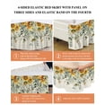 thumbnail image 5 of Pastoral Floral Plant Bed Skirt King Size 16" Drop Sage Sunflower Eucalyptus Leaves Beige Ruffled Wrap Around Bed Skirts Adjustable Elastic Bedskirt Dust Ruffle for King Size Bed, 5 of 7