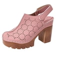 thumbnail image 2 of Miluxas Women's Solid Color Platform Slingback High Heels Ladies Closed Pointed Toe Pump Shoes Pink 9.5(43), 2 of 9