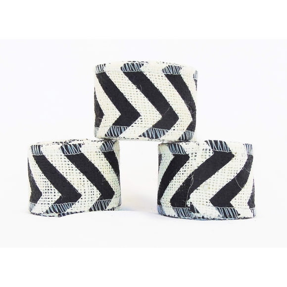 Rollo de listón AAYU de yute estampado chevron 15 m en total, 5 cm de ancho, paquete de 3