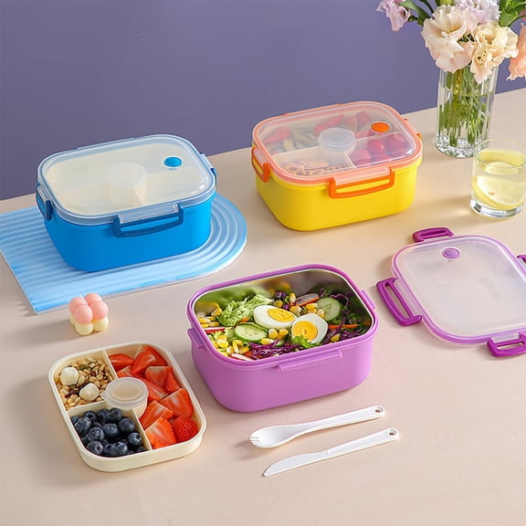 Bento Box Stainless Steel Food Container 3 or 4 Compartments Odor Proof with Lid Portable Metal for Office Picnic by Xuniizn