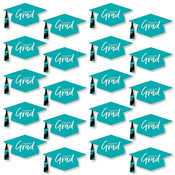Big Dot of Happiness Teal Graduation Hat Decorations - DIY Large Party Essentials - 20 Count