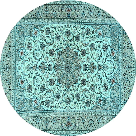 Ahgly Company Indoor Round Persian Light Blue Traditional Area Rugs, 7' Round