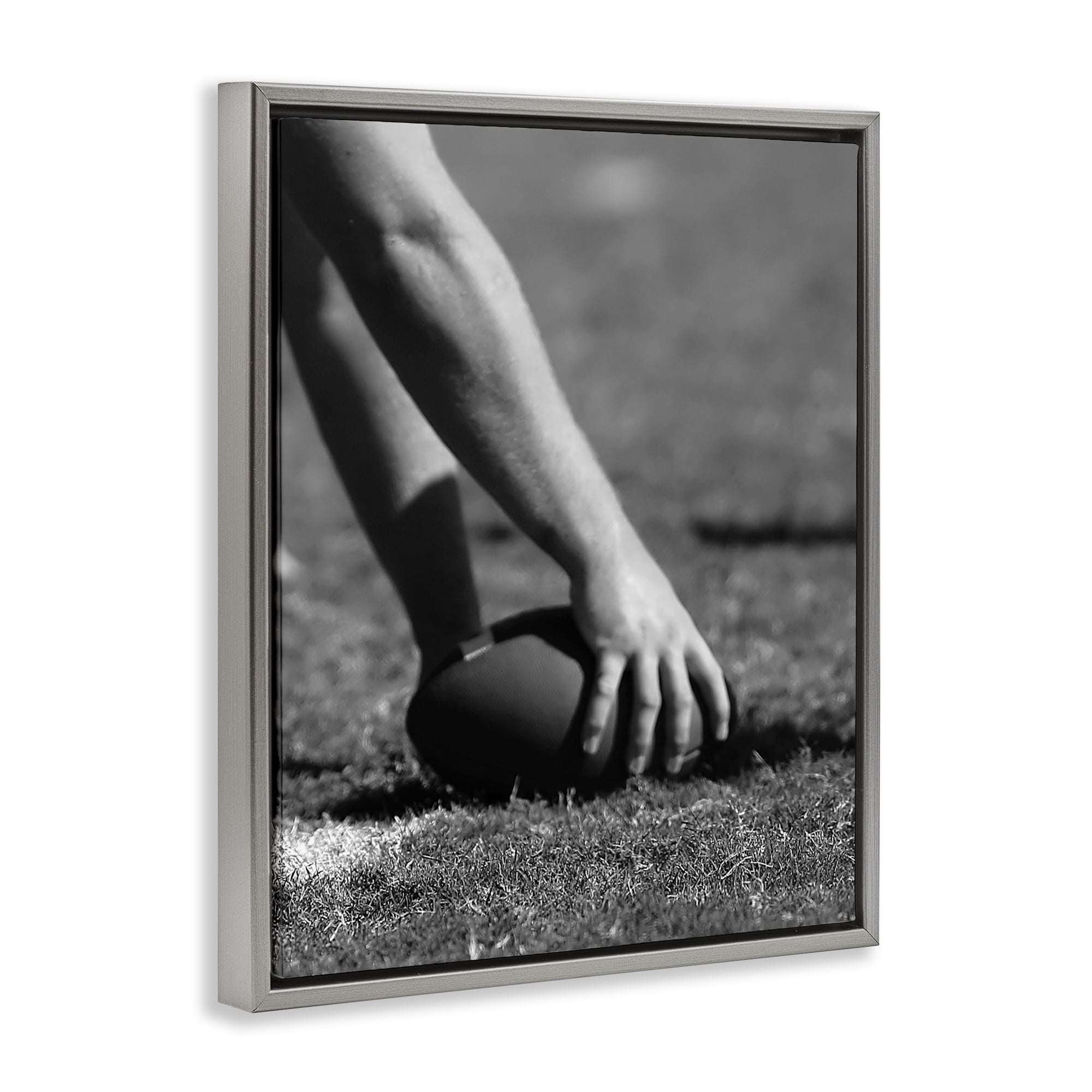 Stupell Industries Football Hike in Action Gray Framed Floater Canvas Wall Art, design by Marcus Prime