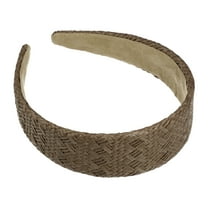 1 Pc Fashion Flat Raffia Straw Headband for Women for Girls 5.91"x1.57" Deep Brown