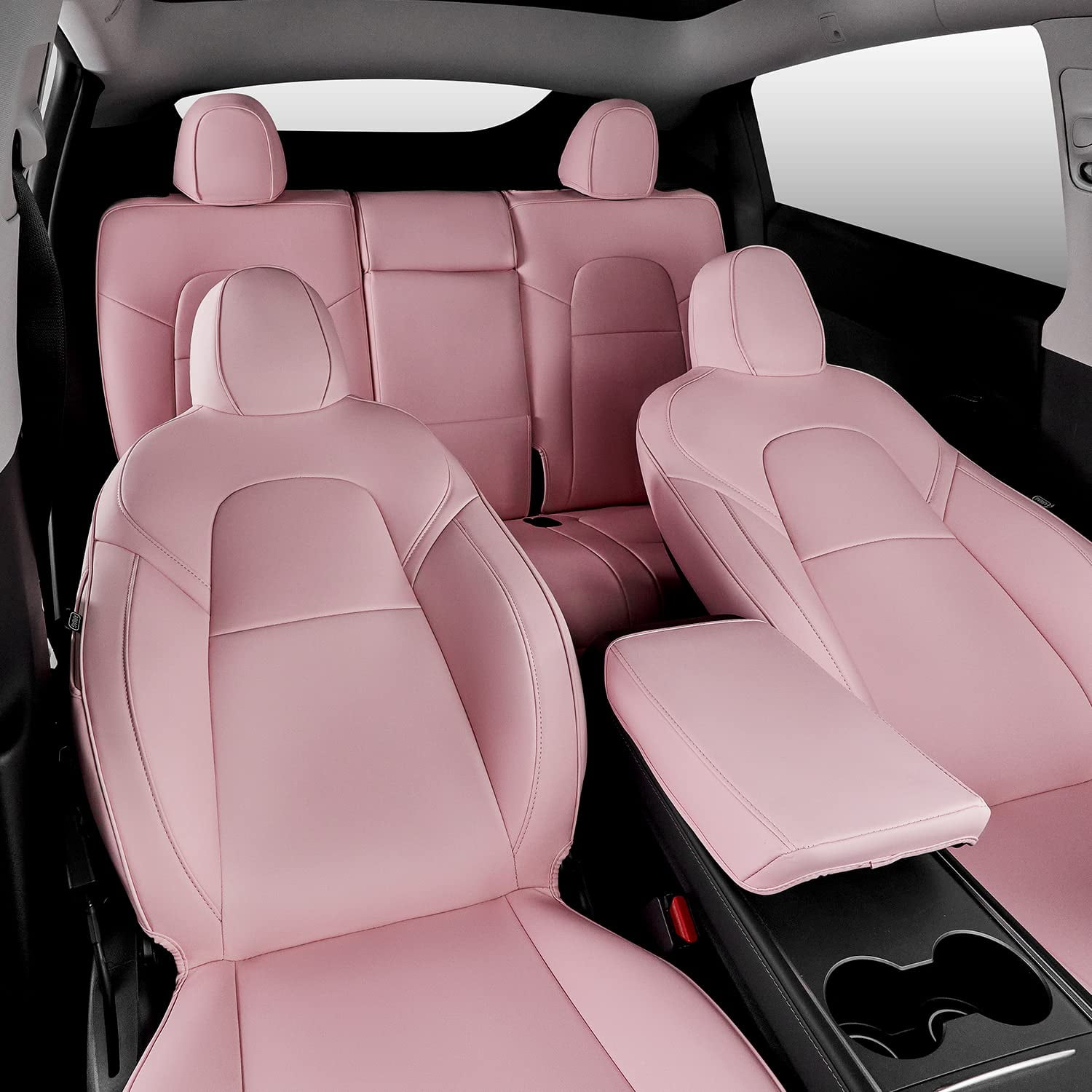Tesla Model Y Seat Covers Pink Nappa Leather Car ...