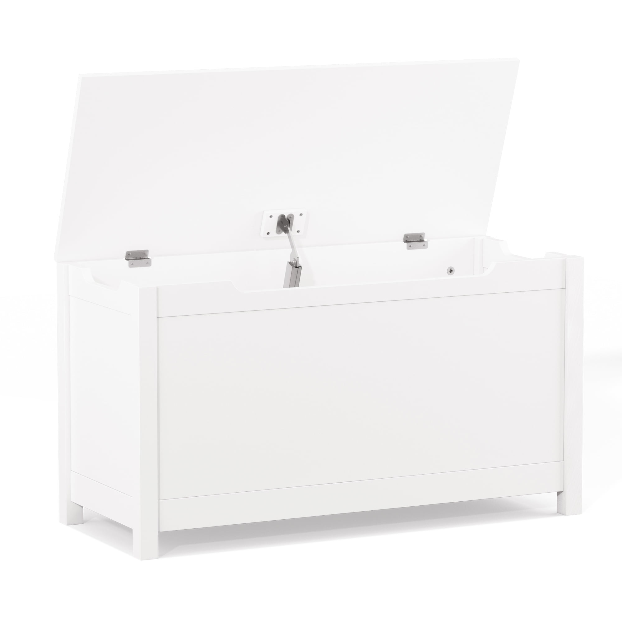Aukfa Toy Chest Wooden Storage Bench Large Storage Trunk  for Kids with Safety Hinged - White
