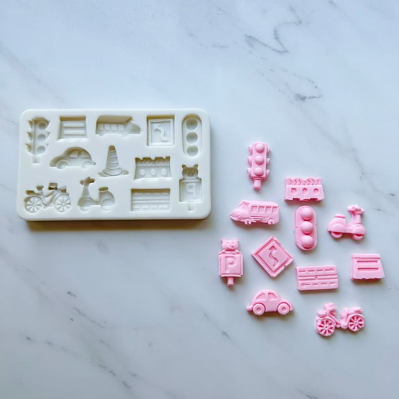 VEHICLES AND STREET SIGNS  BAKING MOLD FOR CUPCAKES, CAKEPOPS, CHOCOLATE STRAWBERRIES, PRETZELS & RICE KRISPIES…