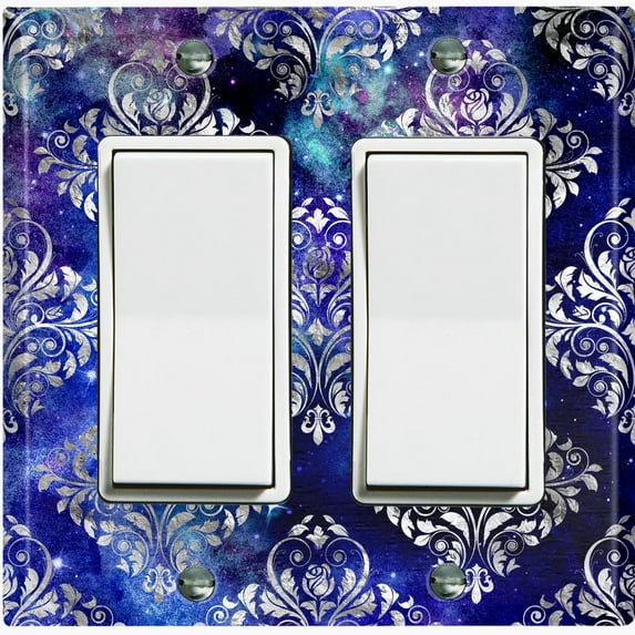 Metal Light Switch Plate Cover Elegant Purple Gray Damask DAM053
