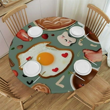 

Sheronv Hearts Round Table Cover Stain Resistant Washable for Indoor Outdoor Kitchen Dining Wedding Parties 100% Polyester Outdoor Fitted Great for Home Kitchen Parties Holiday Dinner 38 -42
