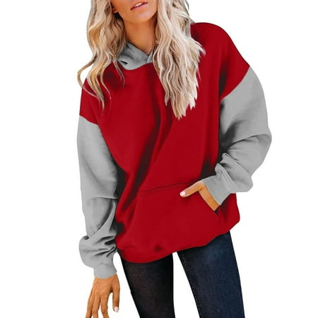 ZONGYISM Clearance Cheap Low price Best price Womans Comfy Sweatshirts Sleep Hoodie Women Womens Fall 2023 Oversized Sweatshirts Crop Hoodie Long Sleeve Shirt Colorblock Winter Clothes With Pocket