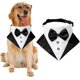 thumbnail image 1 of Bandana formal para esmoquin para perro, bandana para boda, collar para perro con pajarita, collar ajustable con pajarita para perro (negro, grande), 1 of 5