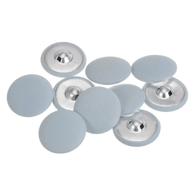 Unique Bargains 10pcs 48L Fabric Cloth Covered Button 30mm Round Metal Shank Sewing Buttons for Suits Dress Blouses, Light Blue