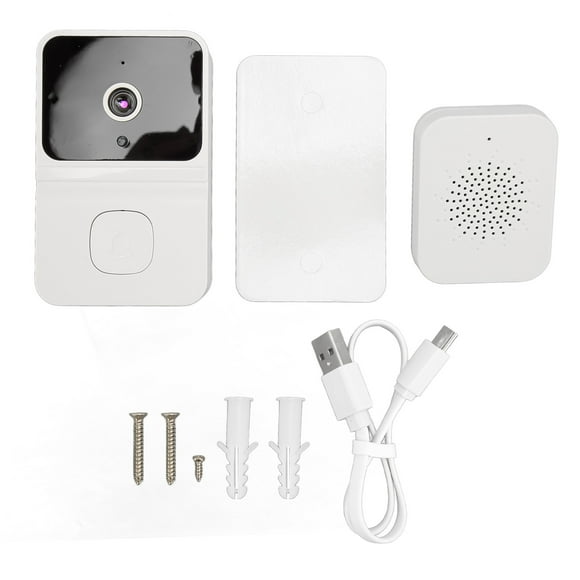 ZOUSSIQI Smart Wireless Remote Video Doorbell WiFi Camera Intercom Doorbell with Motion Detection Night Vision Indoor Ringer White EL225#50649