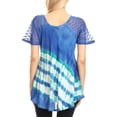 thumbnail image 2 of Sakkas Lulu Short Sleeve Summer Casual Fresh Blouse Top Lace Tie-dye & Corset - Blue - One Size, 2 of 5