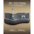 thumbnail image 4 of Backlit Bluetooth Ergonomic Keyboard, ProtoArc EK01 Plus Full Size Wireless Split Keyboard with Dual Bluetooth and USB, Cushioned Wrist Rest, Recharg, 4 of 8