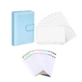 thumbnail image 1 of Sidaley Carpeta de hojas sueltas Carpeta de presupuesto de cuero PU marrón con 8 bolsas transparentes con cremallera y 12 hojas de presupuesto para cartulina Azul, 1 of 1