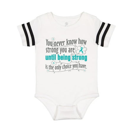 

Inktastic Ovarian Cancer Being Strong Gift Baby Girl Bodysuit
