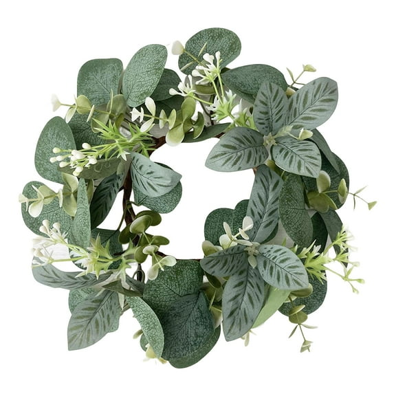 Artificial Eucalyptus Leaves Candles Wreaths, Greenery Candle Wreath, Simulation Wreaths Pillar Candle Holder Candle s, for Bar B