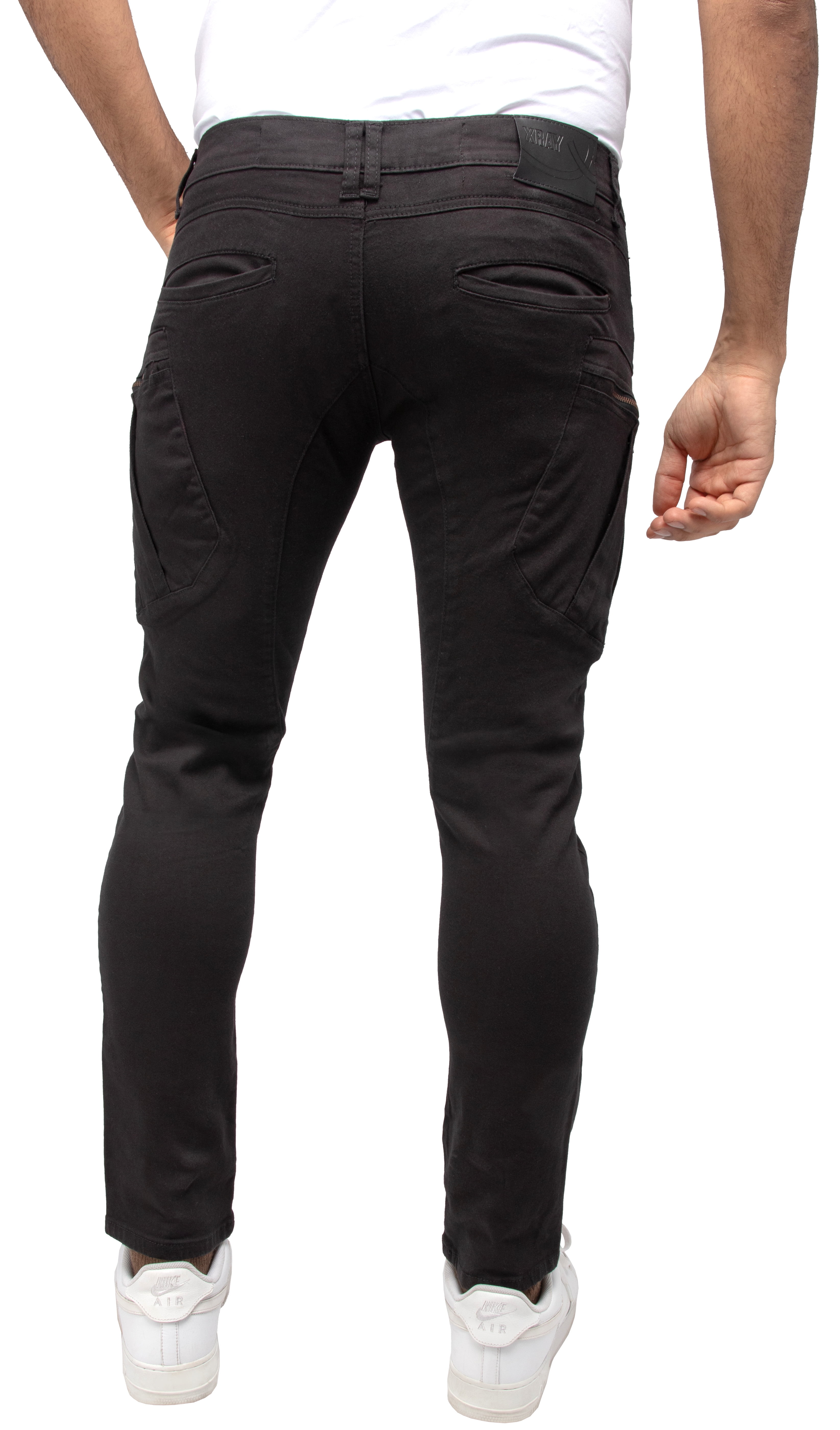 Mens Black Cargo Pants Elastic Bottom 2 Pockets With Zipper Slim Fit –  Design Menswear