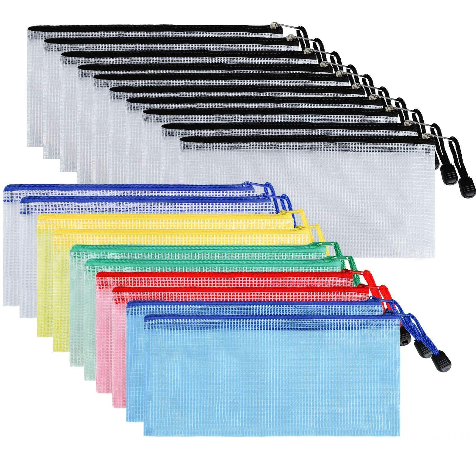 Sooez 20 Pack Zipper Pouch, Mesh Pouch with Label Pocket, Durable Pouches  for Organization, Board Game Storage, Waterproof Document Bag Letter/A4