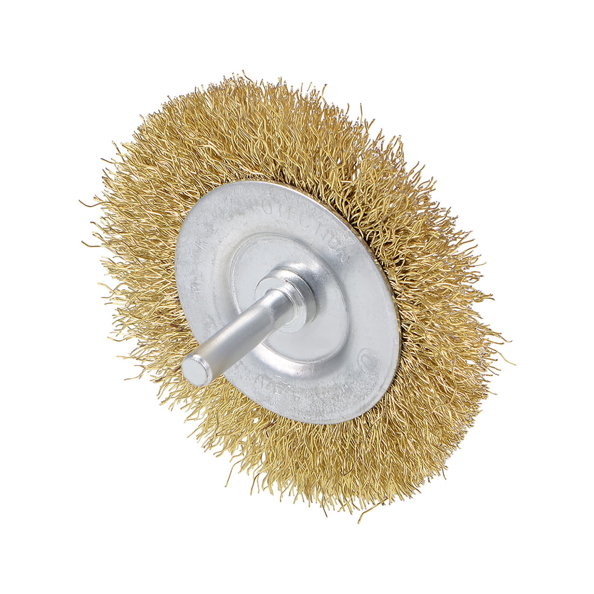 4-Inch Wire Wheel Brush Bench Brass Plated Crimped Steel 1/4-Inch Shank 