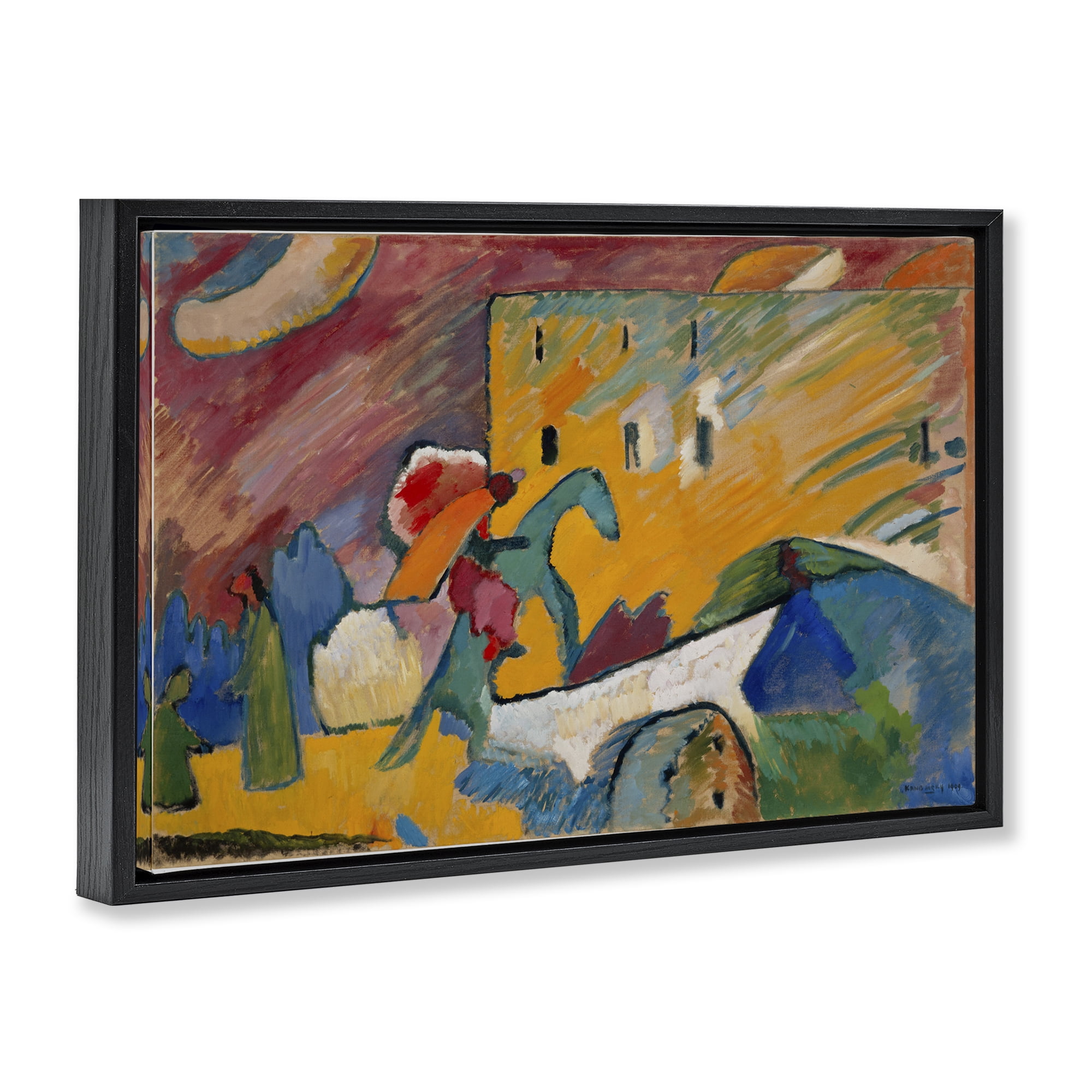 Stupell Industries Kandinsky Improvisation Classic Abstract Painting Black Floater Framed Canvas Art Print Wall Art, 25 x 17