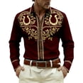 thumbnail image 4 of JAJAHO Button Up Shirts Men Cowboy Long Sleeve Ethnic Style Print Collared Retro Casual Slim Fit Shirt For Men Cozy Tops, 4 of 4