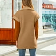 thumbnail image 5 of BiZtdJrK Womens 2025 Winter Fuzzy Fleece Jacket Fall Outdoor Sleeveless Sherpa Vest Solid Casual Button Lapel Cardigan Coats with Pockets Holiday Sales Brown XXL, 5 of 9